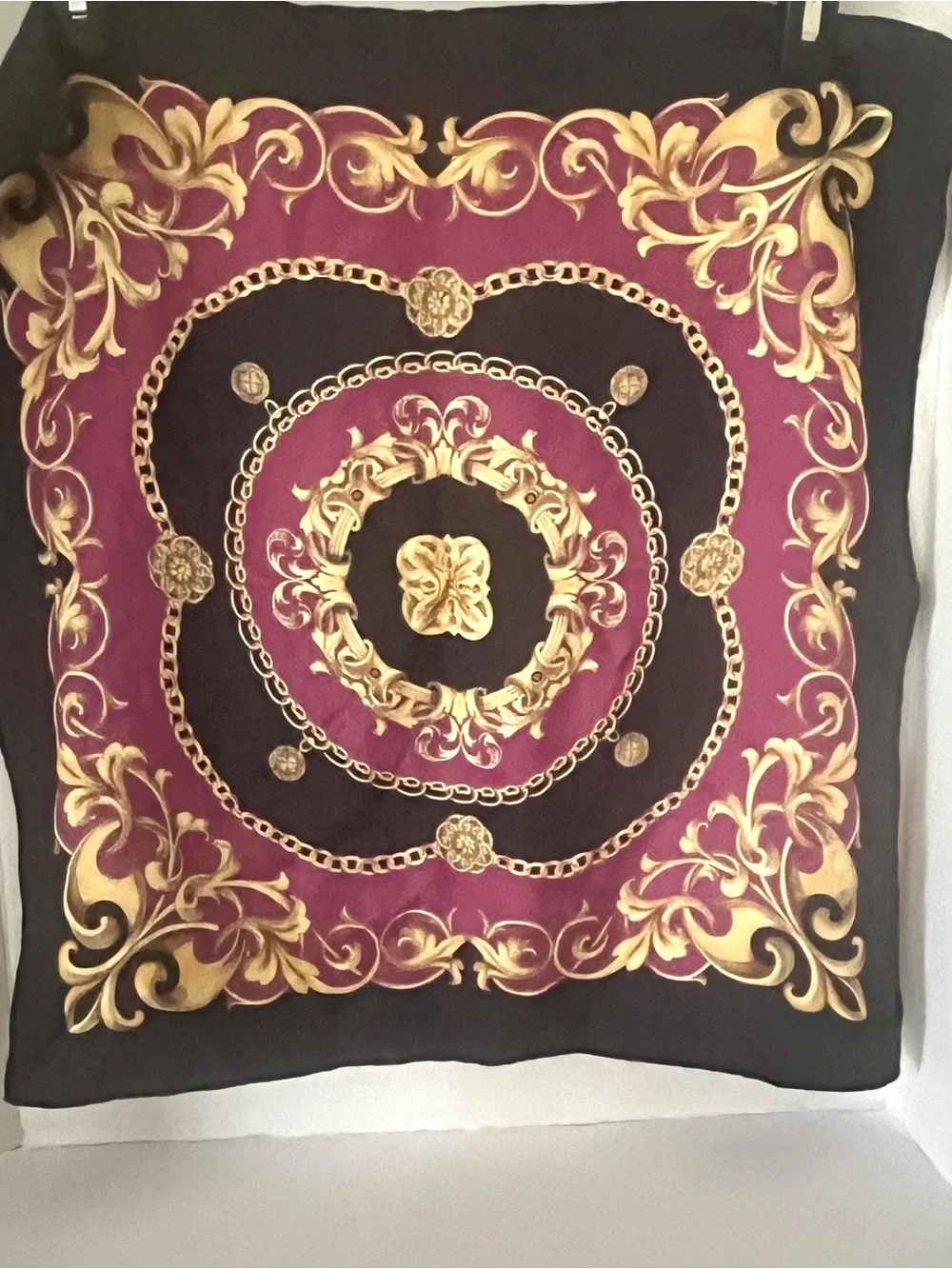 Baroque Chain Print Scarf in Magenta and Black Unbranded Mob Wife